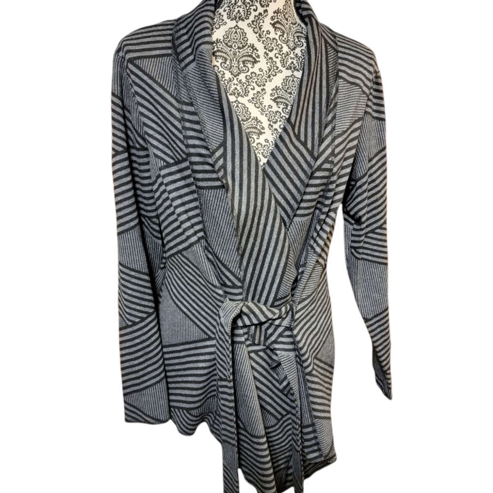 Tie front striped jacket blazer